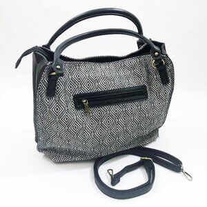 Jen & Co. Connar Diamond Black & White Woven Design Large Tote 16x5.5x13 Inches
